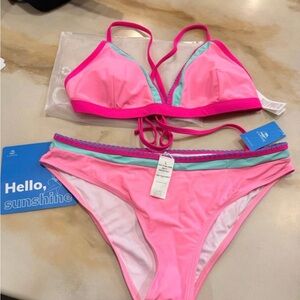 Cupshe Pink and Aqua Bikini Set
